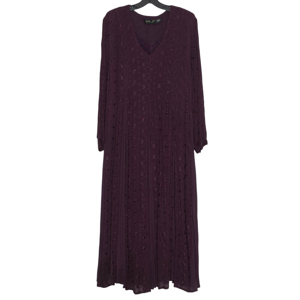 Lola P Vintage Dress Whimsigoth Romantic Ethereal Goth Floral Maxi Purple Small